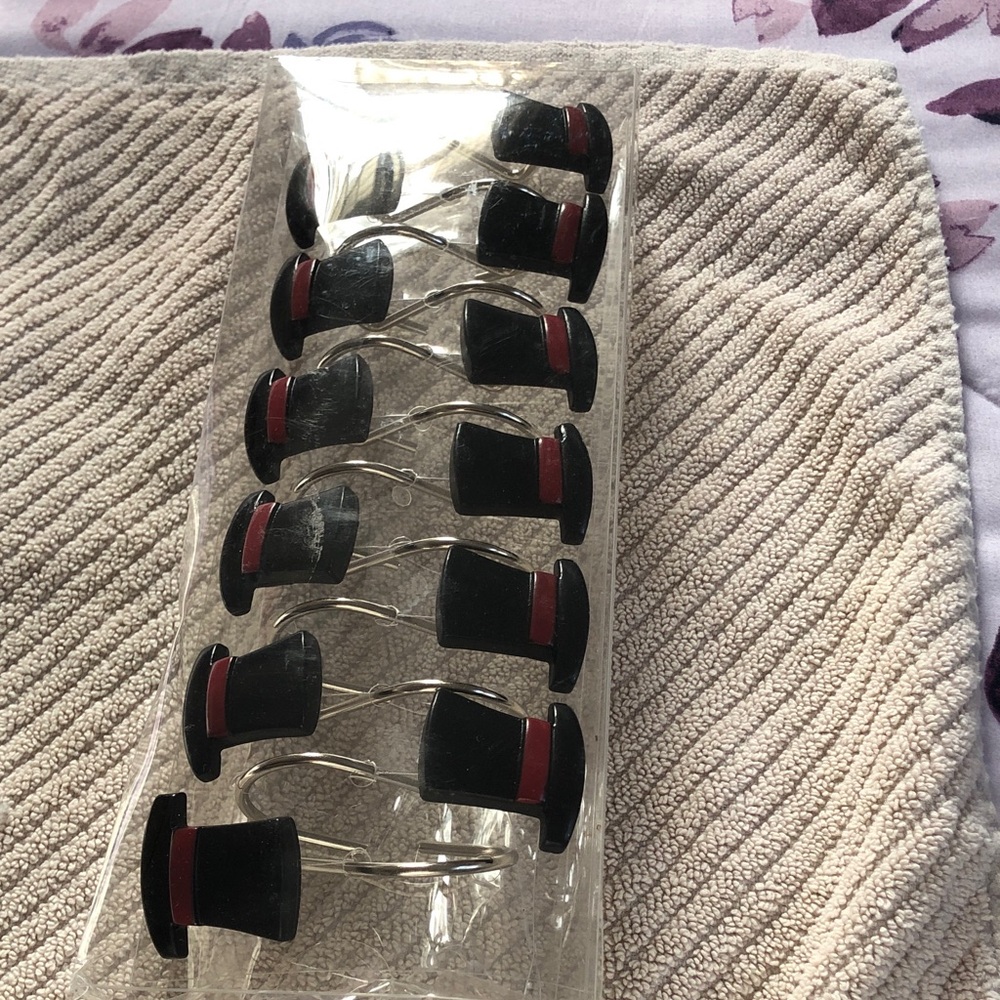 Black Top Hat Cufflinks with Red Band – Set of 6 Pairs
